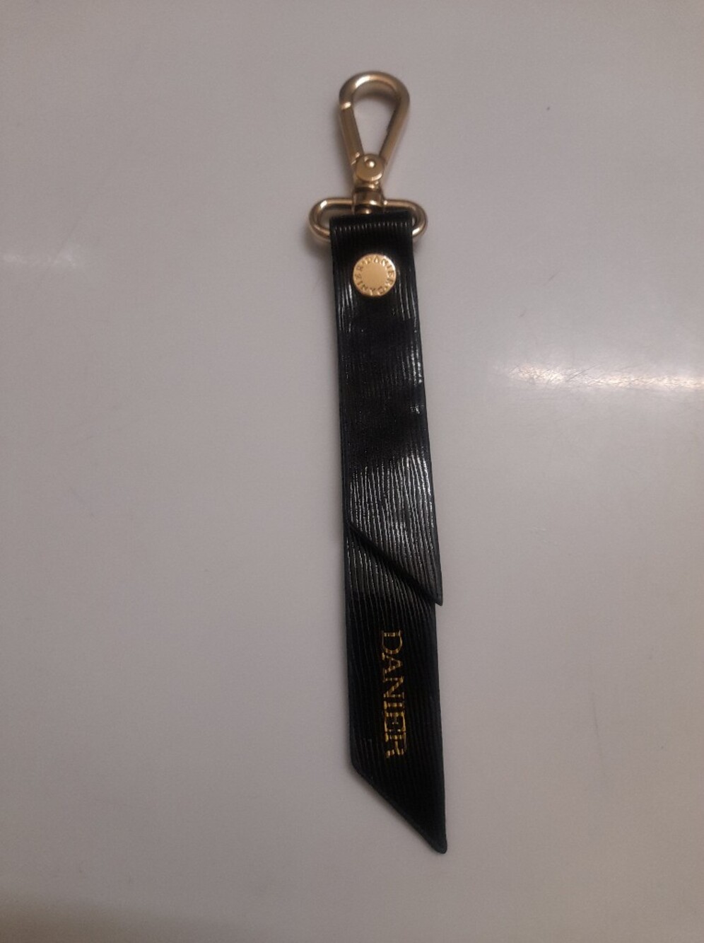 Danier Black Epi Leather Key Strap Bag Charm